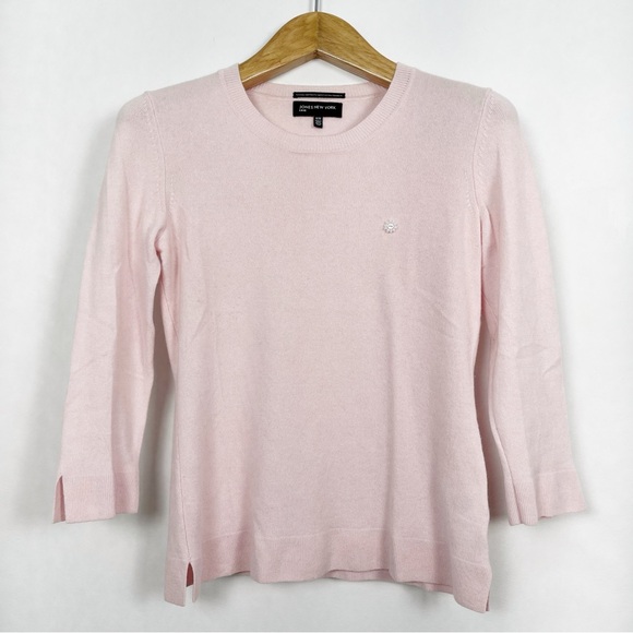 Jones New York Sweaters - Jones New York Pink 100% Cashmere Crewneck Sweater 3/4 Sleeves Size Medium